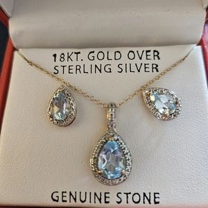 Blue Topaz earrings and necklace set